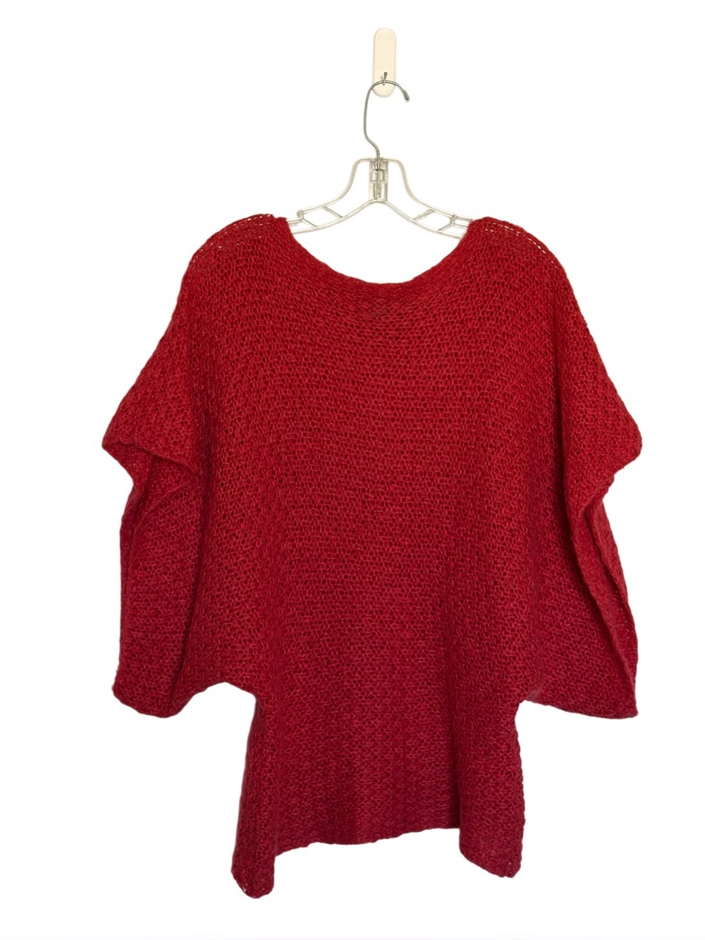 Wooden Ships Wool Mohair Open Knit Dolman Batwing Sleeve Sweater Rust Orange S/M